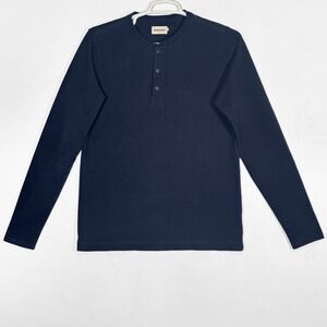 Taylor Stitch Navy Blue Heavyweight Henley Shirt Mens M/40 Cotton Workwear